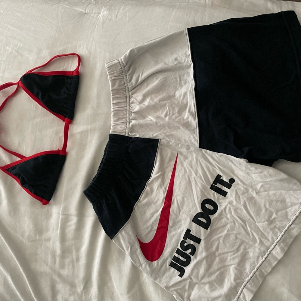 Nike reworked patchwork shorts set